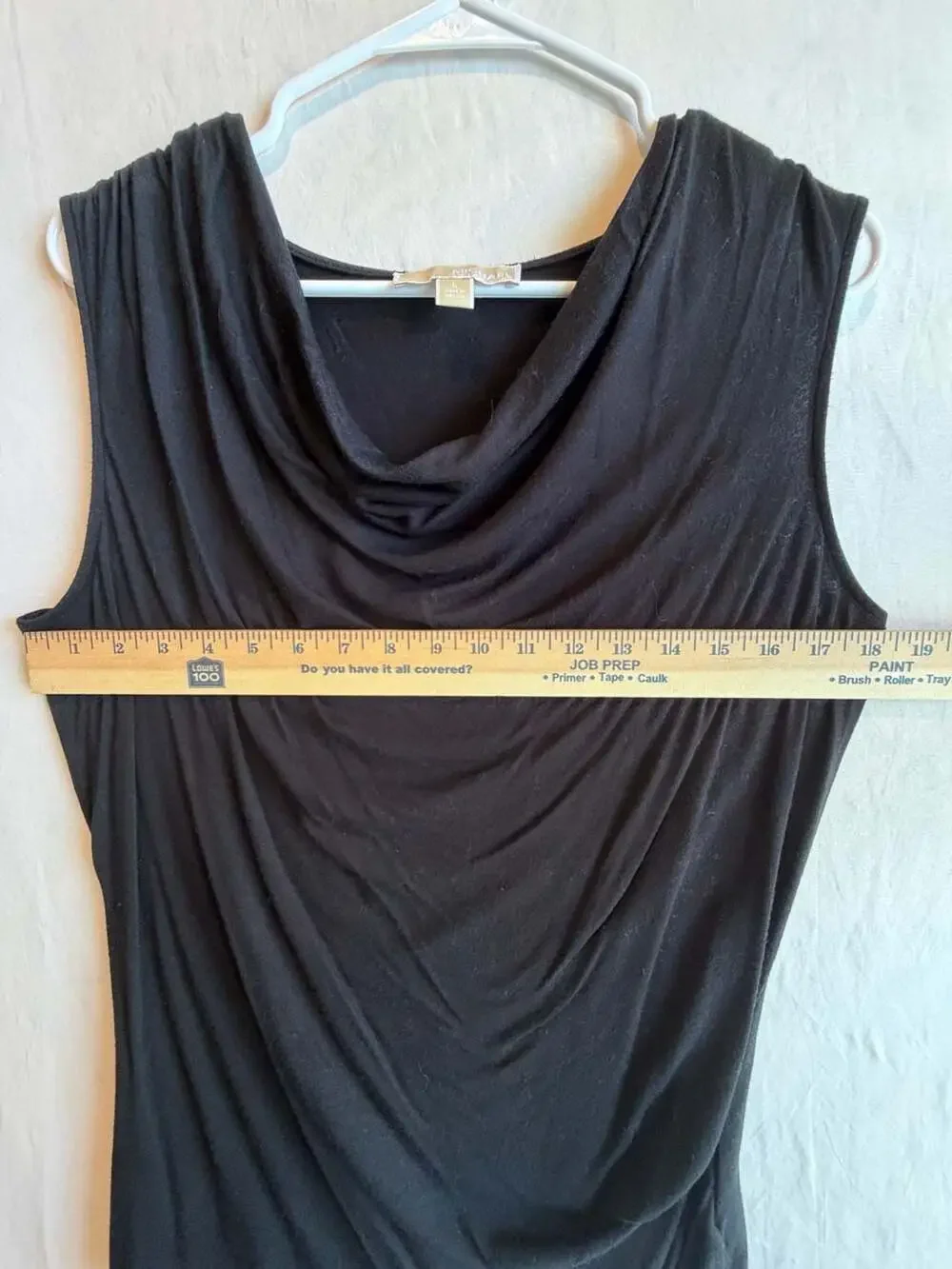 Michael Kors Women's Black Sleeveless Cowl Neck Top with Logo Plate